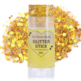 Tazweeq Gold Chunky Glitter Stick - Waterproof Shimmer Gel for Face, Eye & Hair