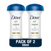 Dove Women Antiperspirant Deodorant Cream - 24H Protection, Original, Alcohol-Free with Moisturizing Cream - 50ml (Pack of 2)
