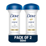 Dove Women Antiperspirant Deodorant Cream - 24H Protection, Original, Alcohol-Free with Moisturizing Cream - 50ml (Pack of 2)
