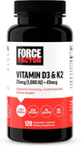 Force Factor دعم مناعة فيتامين د3 ٥،٠٠٠ وحدة دولية ١٢٠ جيلاتين لين