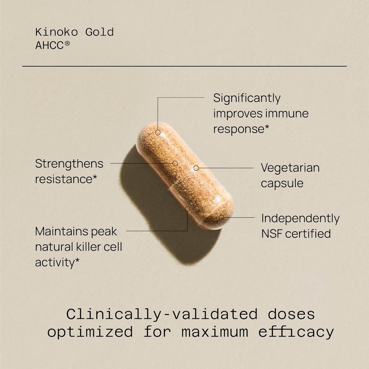 Premium Kinoko Gold AHCC Supplement–500mg of AHCC per Capsule–Supports Immune Health, Liver Function, Maintains Natural Killer Cell Activity & Enhances Cytokine Production–60 Veggie Capsules