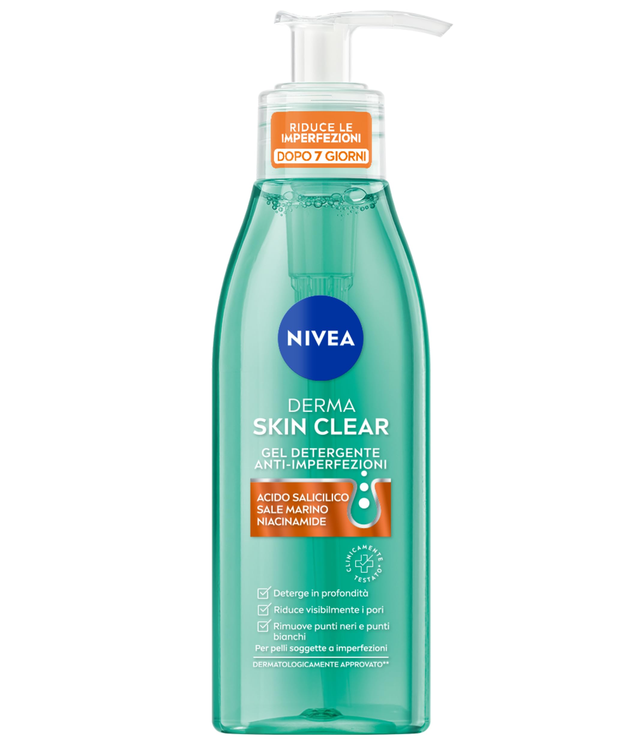 NIVEA Derma Skin Clear Anti-Blemish Face Cleansing Gel - 150ml with Salicylic Acid, Sea Salt & Niacinamide