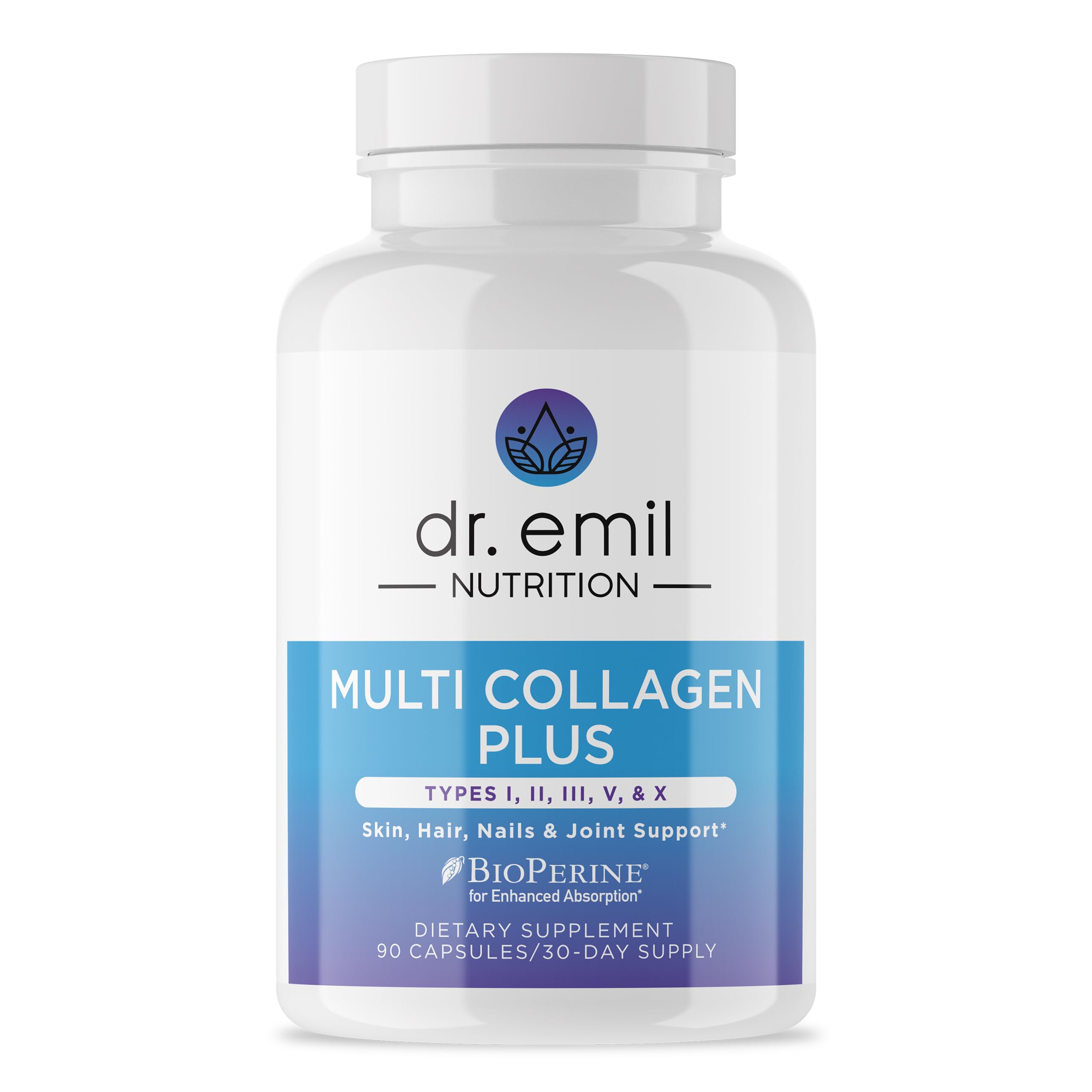 Multi Collagen Complex Capsules (Types I, II, III, V & X) - Grass-Fed Peptides (90 Caps)