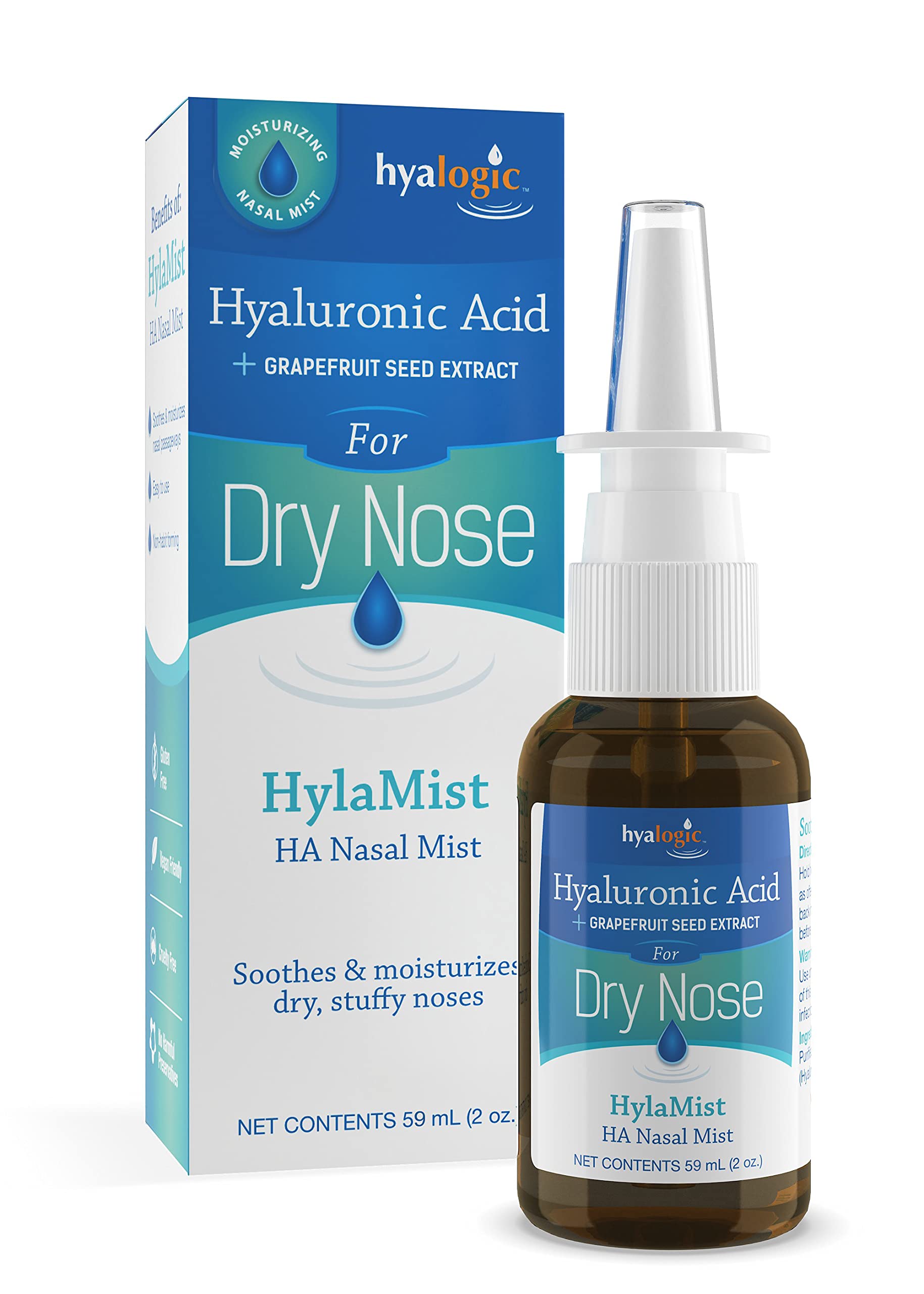 Hyalogic HylaMist HA Nasal Spray - Hydrating Sinus Relief 2 oz