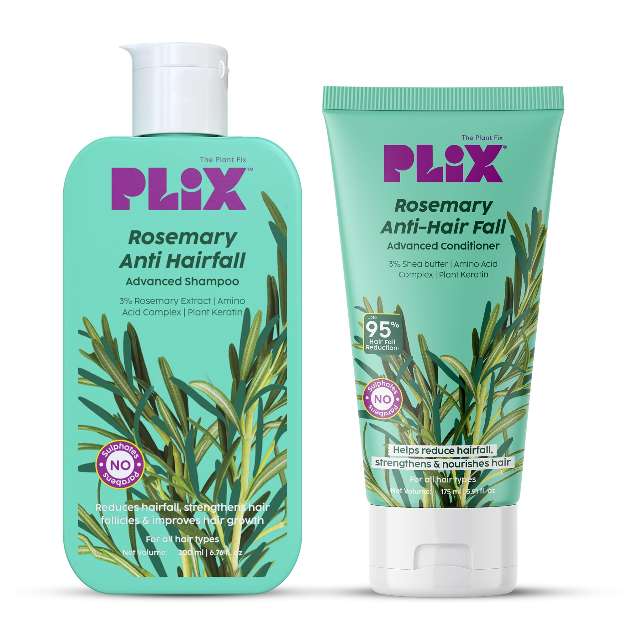 PLIX The Plant Fix Rosemary Anti Hairfall Regime | Advanced Shampoo & Conditioner Set