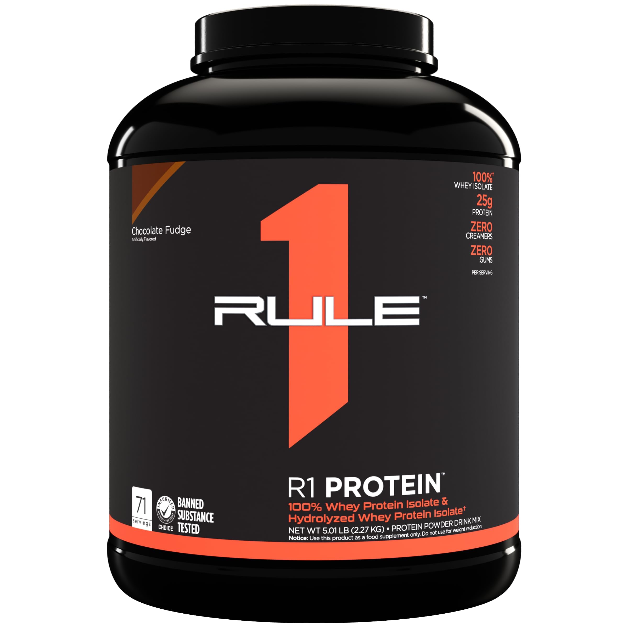 Rule 1 Whey Protein Powder - Chocolate Fudge 5 lbs Premium Whey Blend