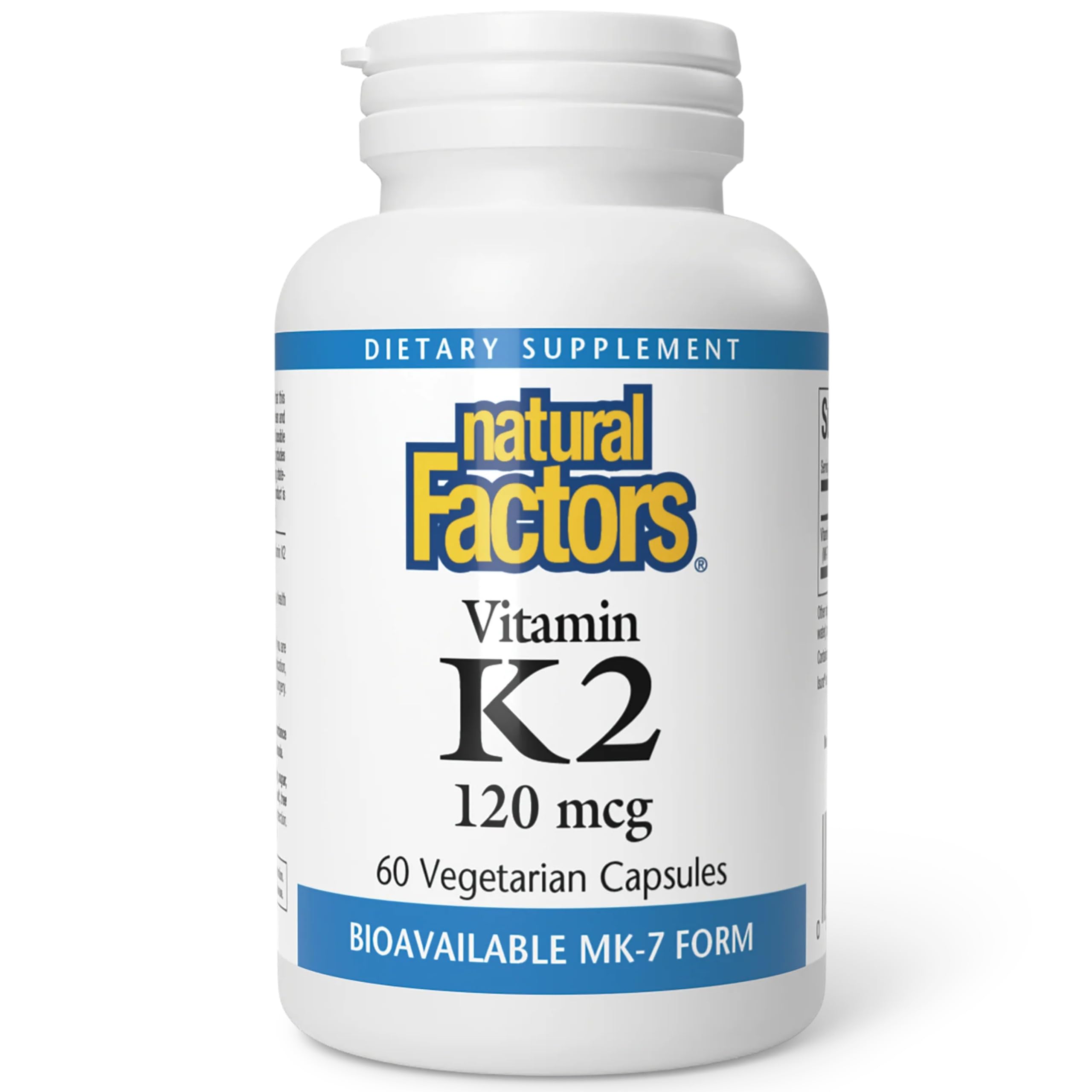 Natural Factors Vitamin K2 100 mcg - Bone & Heart Health Support - 60 Vegetarian Capsules
