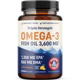 Triple Strength Omega 3 Fish Oil 3600mg - 1300mg EPA/860mg DHA (120 Softgels)