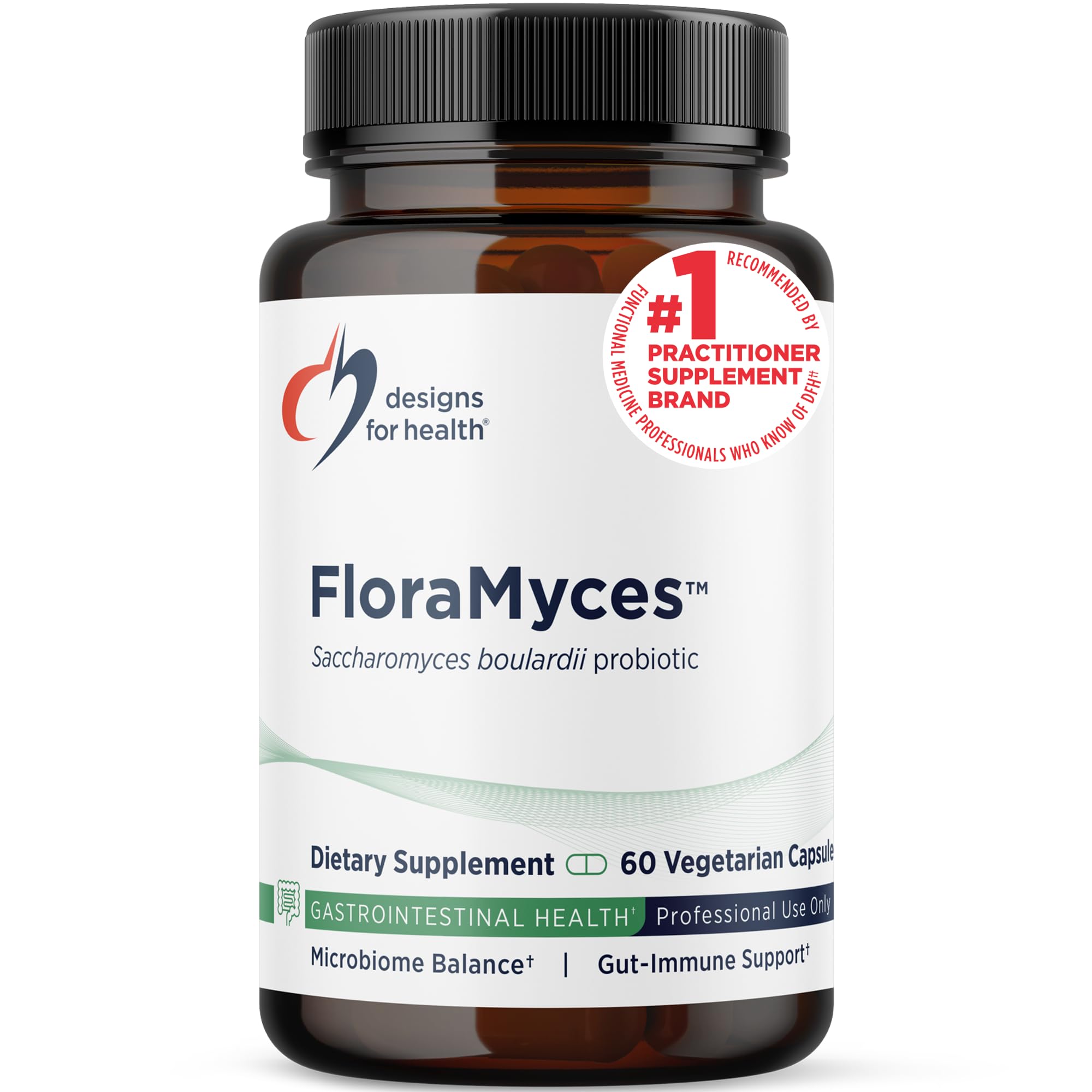 Designs for Health FloraMyces 500mg Saccharomyces Boulardii Probiotic - 60 Capsules for Gut Health & Immune Support