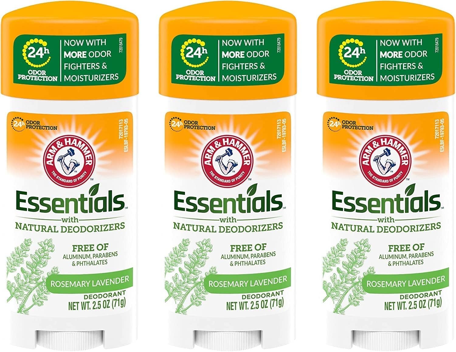 ARM & HAMMER Essentials Natural Deodorant, Fresh - 2.5 oz, 3 Pack - Aluminum-Free
