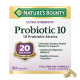 Nature's Bounty Probiotic 10 Daily Supplement - Ultra Strength for Digestive, Immune & Respiratory Support, 30 Capsules