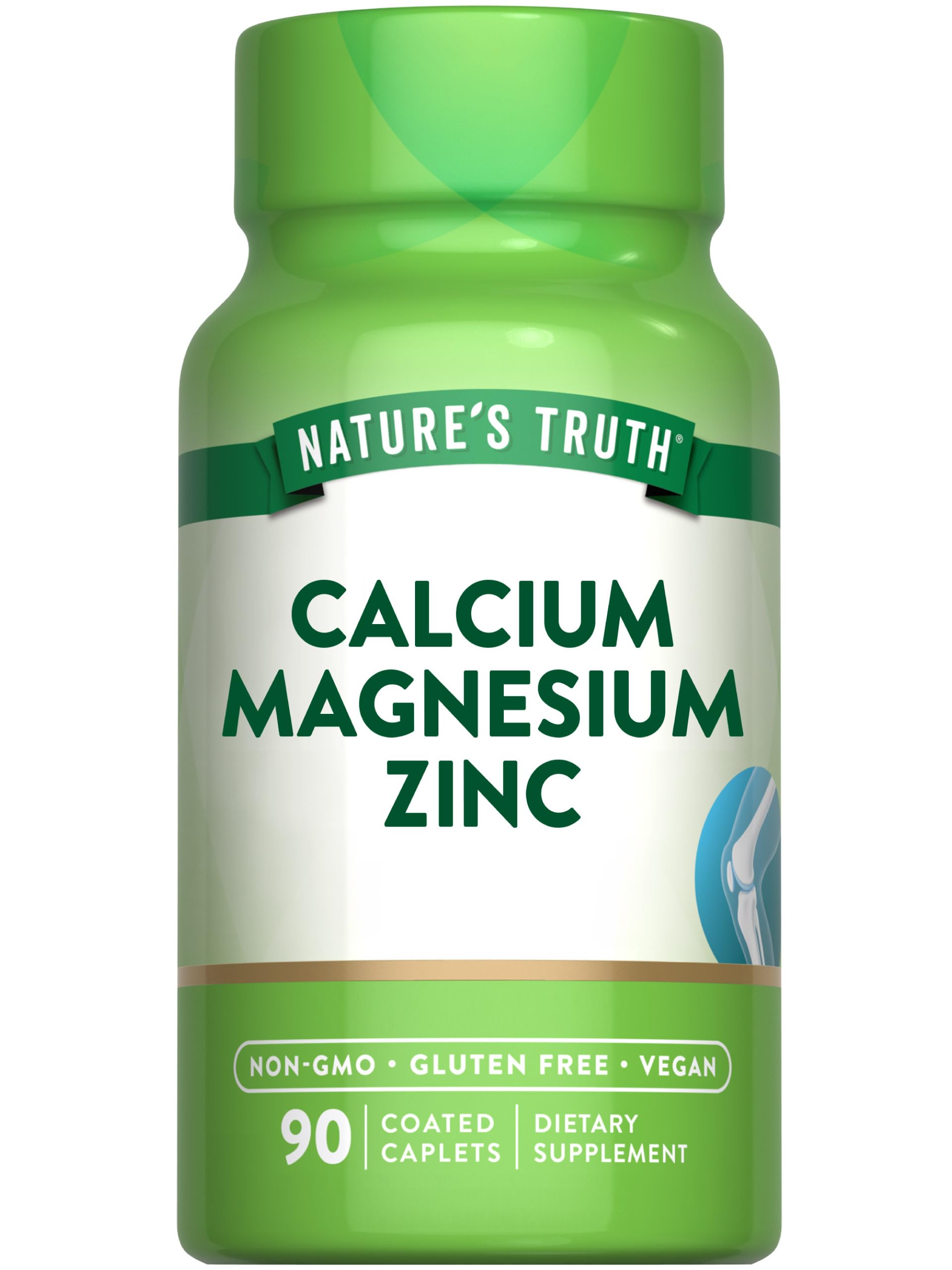 Nature's Truth Calcium Magnesium Zinc Supplement - Bone & Immune Support - 90 Caplets