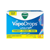 Vicks VapoDrops Cough, Nose & Throat Lozenges - Honey Lemon Menthol (36 Count)