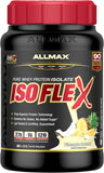 ALLMAX ISOFLEX Pure Whey Protein Isolate in Pineapple Coconut flavor, 2 lbs, high-quality protein for muscle recovery and growth.