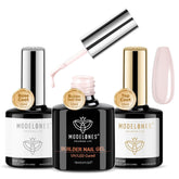 Modelones Builder Nail Gel Kit 5-Piece Set with Base Coat, Top Coat & Nail Strengthening Gel
