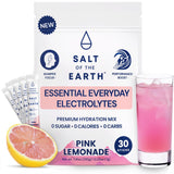 Salt of the Earth Premium Zero-Sugar Electrolyte - Pink Himalayan Salt Hydration Powder Packets | Keto & Paleo Friendly | 30 Sticks, Pink Lemonade