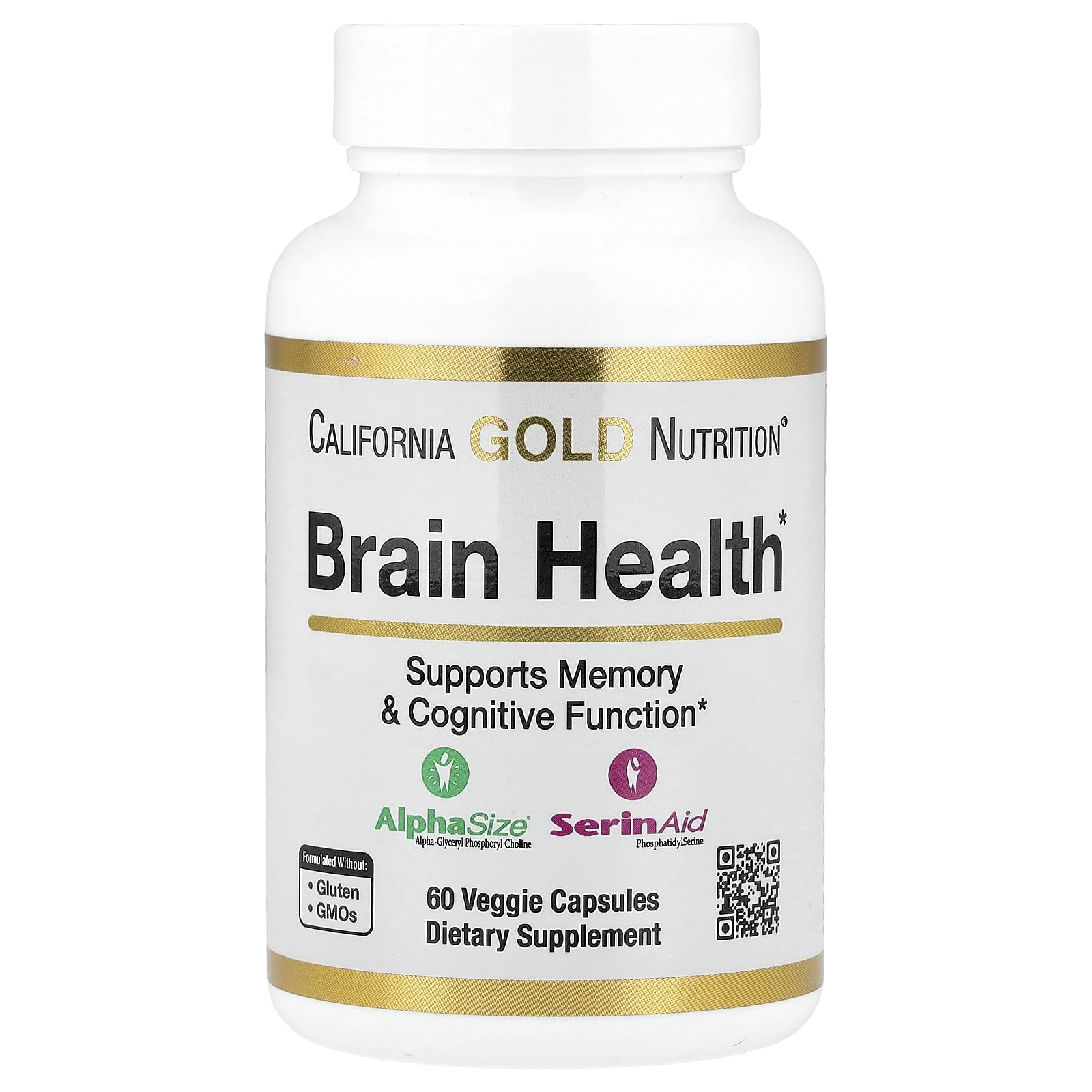 California Gold Nutrition Brain Health with A-GPC - 60 Veggie Capsules