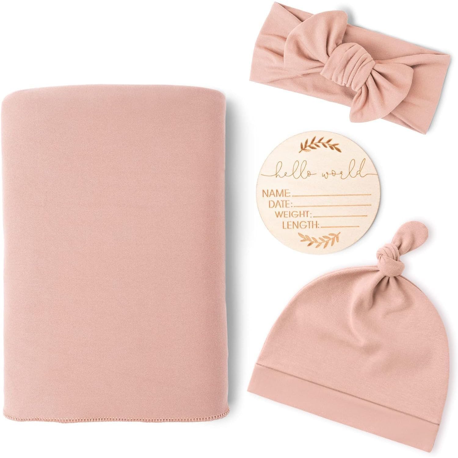 Joyzzz Baby Girl Newborn Swaddle Set - Blanket, Headband & Beanie