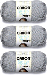 "Caron Simply Soft Party Silver Sparkle Yarn - 3 Pack (3oz Each) - Worsted Weight"