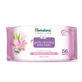 Himalaya Gentle Cleansing Baby Wipes - 56 Alcohol-Free Wipes with Aloe Vera and Lotus for Sensitive Skin