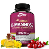 NutriFlair D-Mannose 1200mg - 120 Capsules with Cranberry & Dandelion Extract for Urinary Tract Health & UTI Support