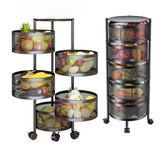 SKY-TOUCH 5-Tier Rotatable Kitchen Storage Shelf with Wheels - Fruit & Vegetable Basket Rack