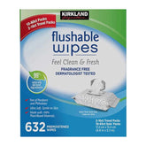 Kirkland Signature Flushable Moist Wipes - 640 Count Ultra Soft Plant-Based Cleansing