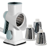 Tazweeq Rotary Cheese Grater & Mandolin Slicer - Stainless Steel (White)