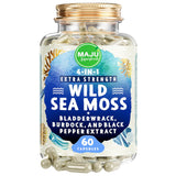 MAJU Wild Irish Sea Moss Capsules 4-in-1 with Bladderwrack & Burdock Root - Organic Seamoss Pills for Immune & Digestive Support