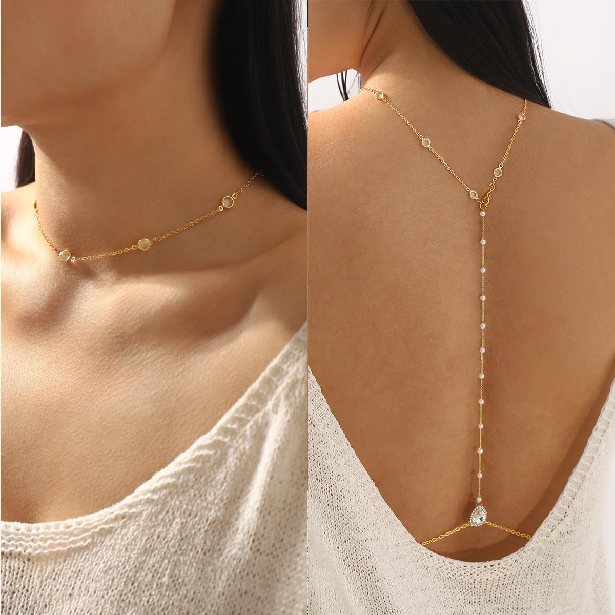 Gold Waist & Belly Body Chain with Pearl Accents for Women