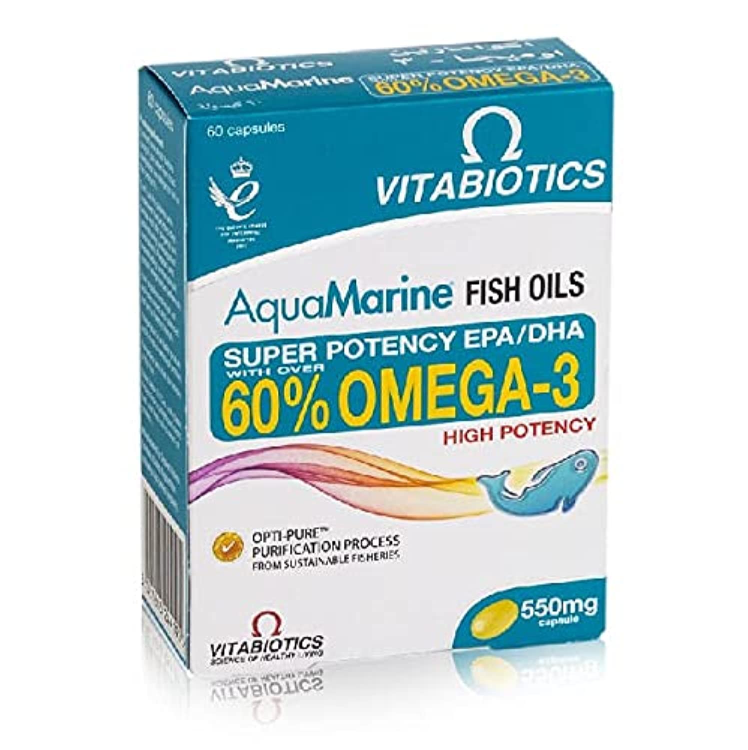 Vitabiotics Aquamarine Omega 3 Fish Oil 60 Capsules for Heart & Brain Health