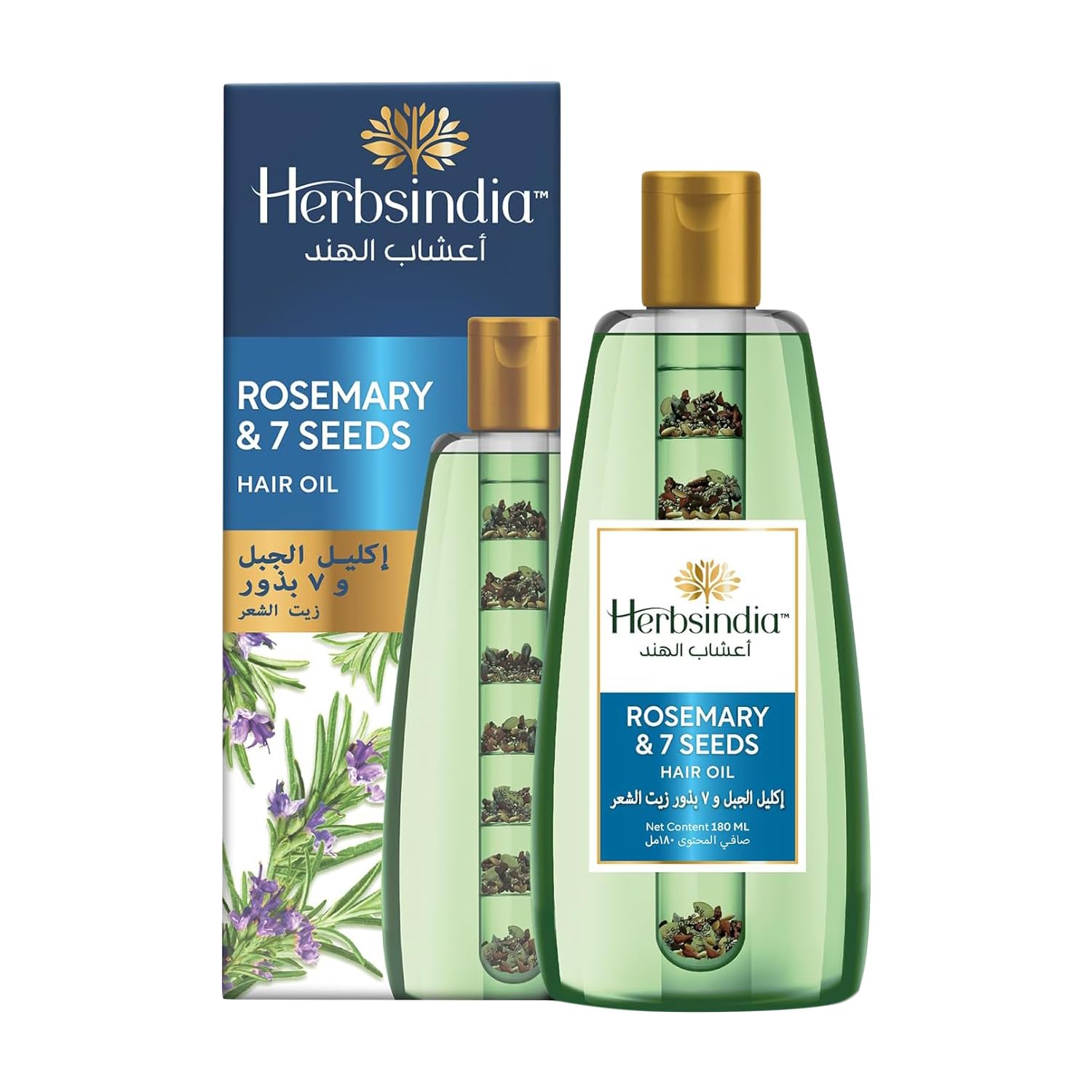 Herbsindia Rosemary & 7 Herbal Seeds Hair Oil - 280ml - For Longer, Shinier Hair - Silicone & Paraben Free