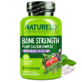 NATURELO Bone Strength - Plant-Based Calcium, Magnesium, Potassium, Vitamin D3, C, K2 - GMO, Soy, Gluten Free - 120 Vegetarian Capsules