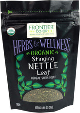 أوراق القراص اللاذع العضوي المقطعة والمُنخَّلة (Stinging Nettle Leaf) - 29 مل (28 جرام) - فرونتير كواب (Frontier Co-op) في كيس قابل لإعادة الغلق