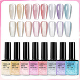 Azonee 8-Piece Glitter Holographic Nail Gel Polish Set | Shimmer Cat Eye Collection