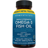 Viva Naturals Triple Strength Omega 3 Fish Oil (2500mg) - Pescatarian Softgels (30 Ct)