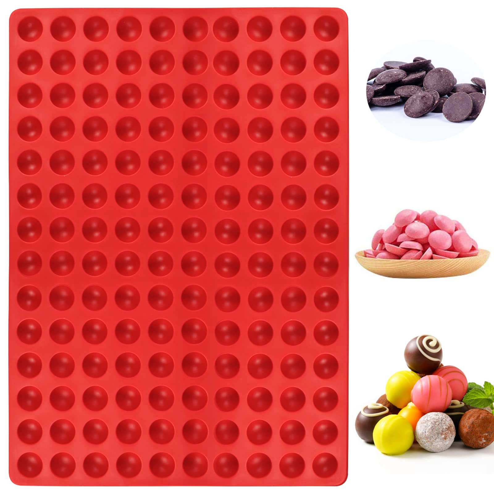 Palksky Semi Sphere Small Round Silicone Mold for Ganache, Jelly, Caramels, Cookies & Pet Treats Baking - 140 Cavity
