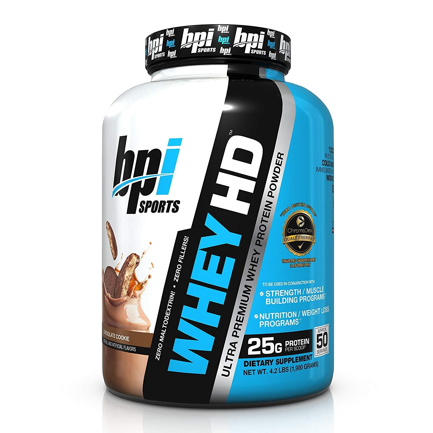 BPI Sports Whey-HD Premium Whey Protein - Chocolate Cookie, 4.75 lbs