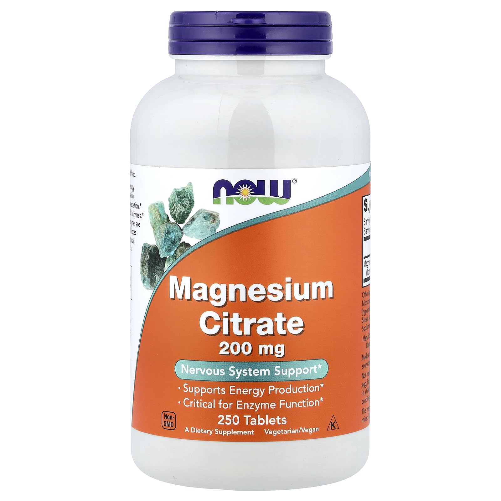 NOW Foods Magnesium Citrate 250 Tablets (200 mg) - Supports Muscle & Nerve Function