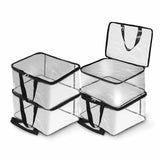 SOLSTICE Transparent Plastic Storage Bags - Pack of 4 Clear Organizer for Sarees, Clothes, Blankets & Toys