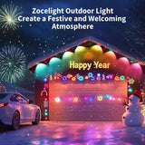 50ft Permanent Outdoor RGB LED String Lights - IP65 Waterproof for Holiday Decor