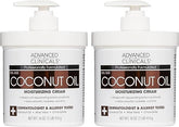 Advanced Clinicals Coconut Oil Cream: Deeply Moisturizing Lotion (2-Pack)