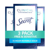 Secret Clinical Strength Women's Antiperspirant Deodorant, Unscented, 1.6 oz (3-Pack)