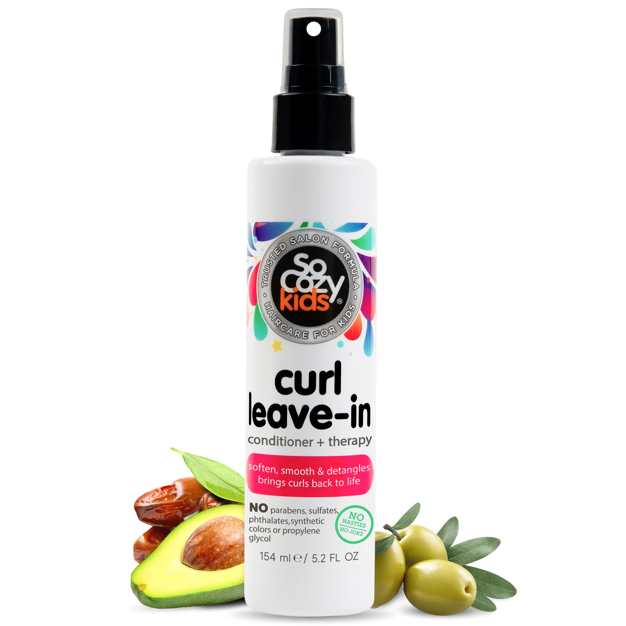 So Cozy Kids Curly Hair Detangler Conditioner Spray - Paraben-Free Leave-In for Tangle-Free Curls