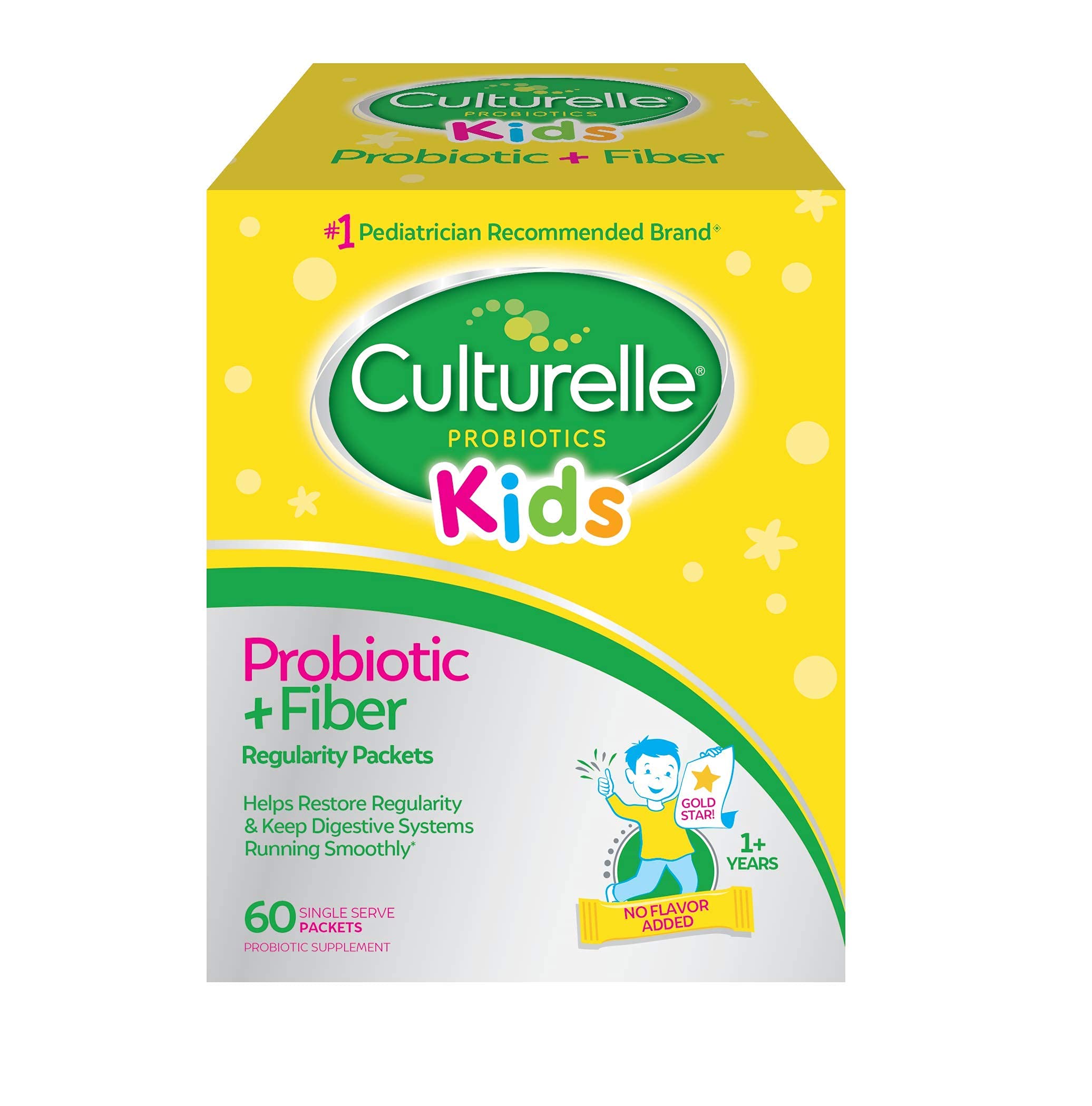 Culturelle Kids Probiotic + Fiber Packets - Digestive & Immune Support for Ages 3+ - 60 Count
