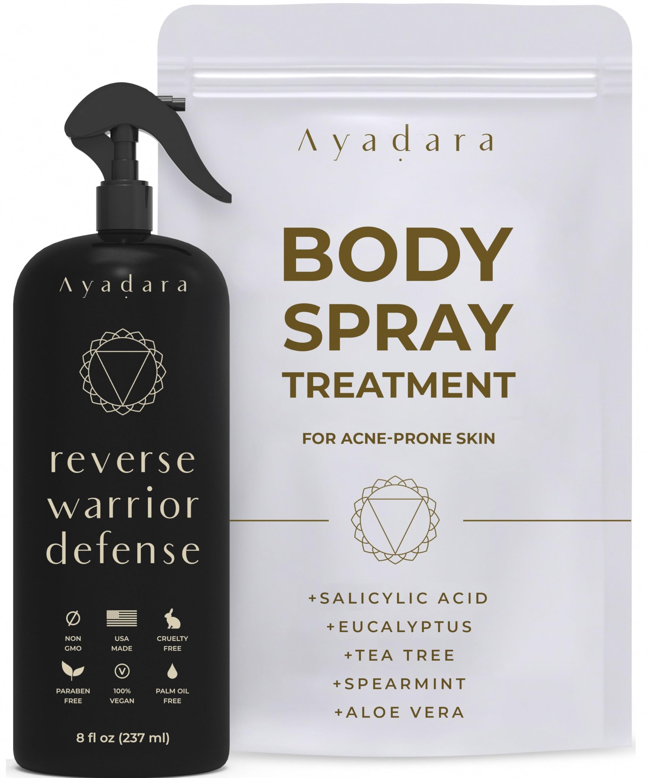 Large Bacne Treatment Body Spray, 8 fl oz, Salicylic & Tea Tree Oil for Hormonalبقى, Cystic Back, Chest Acne Spray, Teens Adults 2000 sprays