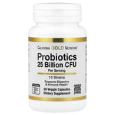 California Gold Nutrition Probiotics, 10 Strain Blend, 25 Billion CFU, 60 Veggie Capsules