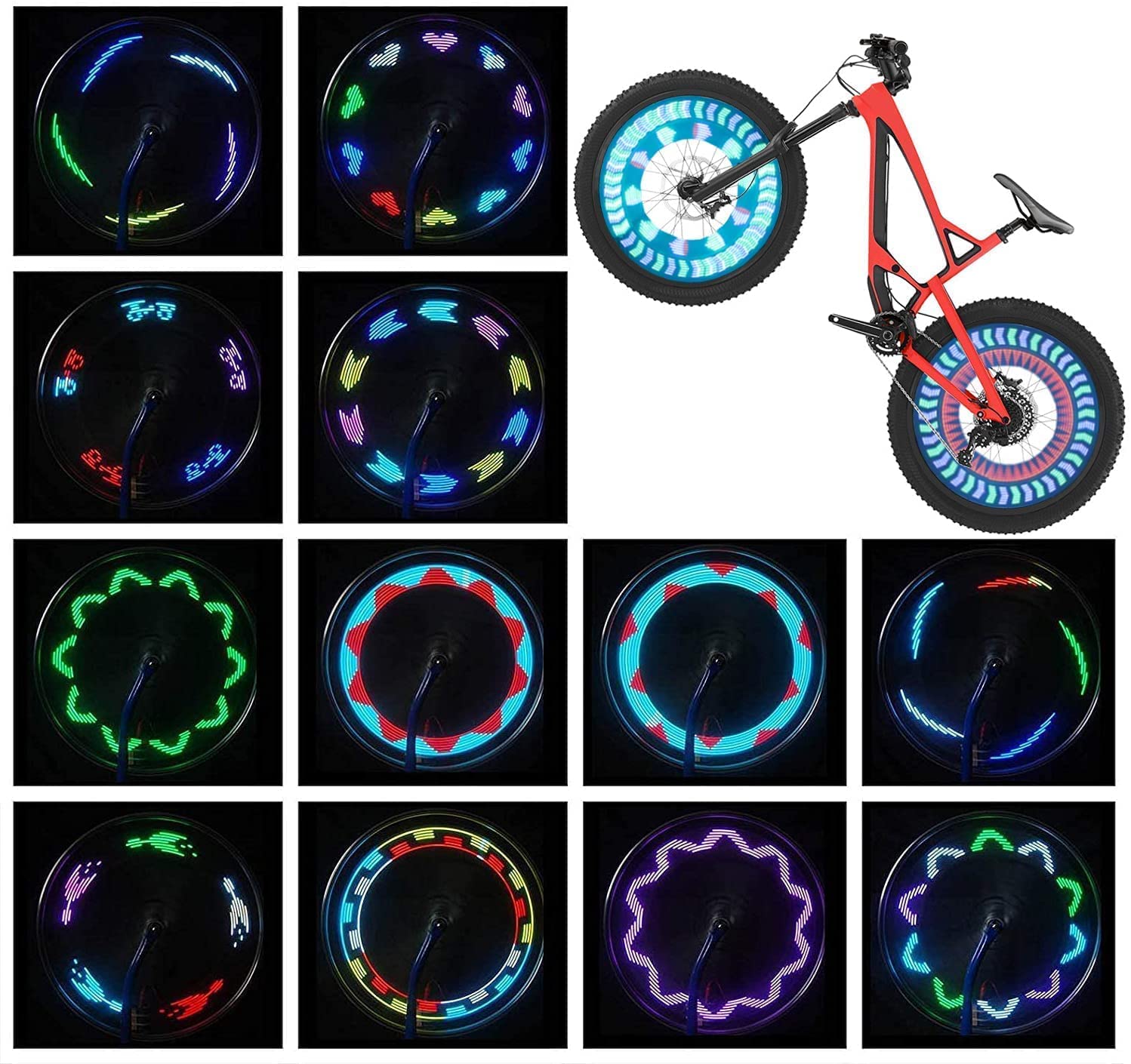 Bike Wheel Lights - Waterproof LED Spoke Lights with 30 Patterns