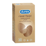 Durex Real Feel Condoms - Ultra-Thin Skin-On-Skin Sensation for Men, Pack of 10