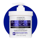 Advanced Clinicals 10% Glycolic Acid + Lactic Acid Lotion Exfoliant Moisturizer | Hyaluronic Acid Moisturizer for Uneven Surface 16 oz